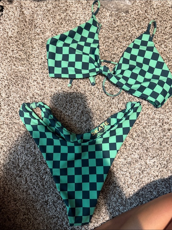 Skatie Other - Skatie Swim Suzanne bottoms M Sarah top L in  KOKOMO green checker Bikini Set